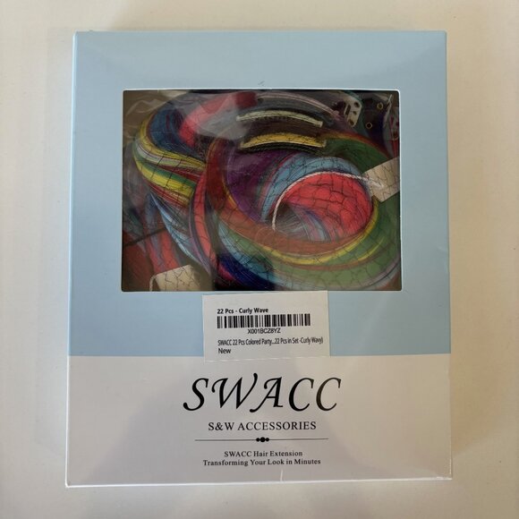 SWACC 22 Piece Colorful Party Hair Extensions Curly Wave New S&W Accessories NWT - Picture 5 of 7